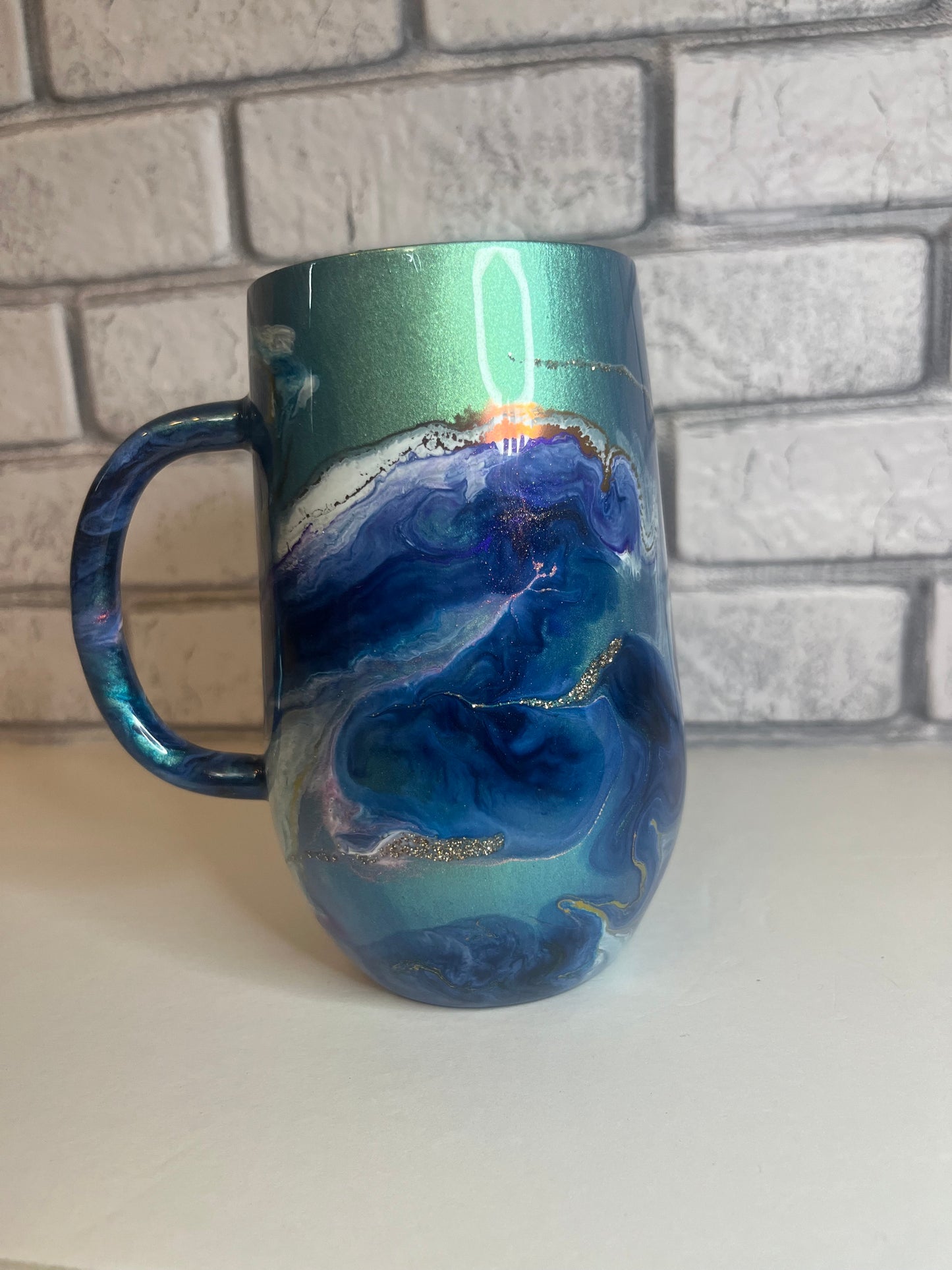 #12--16oz Stemmy Coffee Mug-Aqua Shimmer