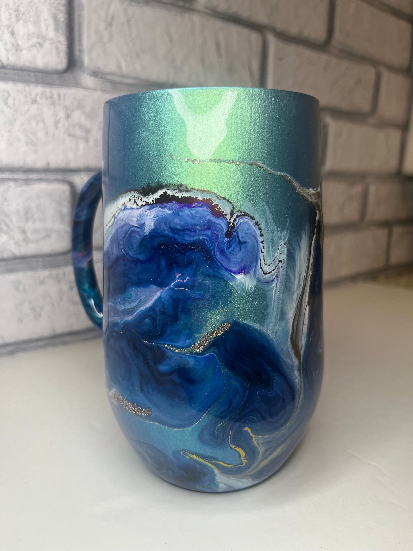 #12--16oz Stemmy Coffee Mug-Aqua Shimmer