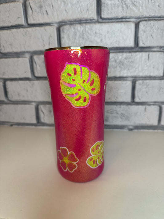 #26--16oz Travel Coffee Mug-Monstera & Flower