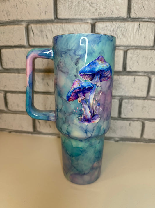 #6--40oz Handle- Watercolor Mushroom