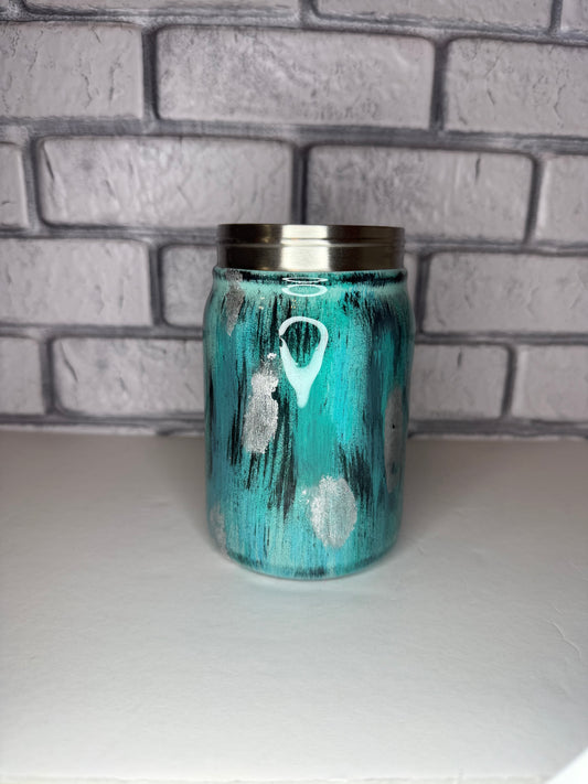 #18--12oz Mason Jar- Western Patina